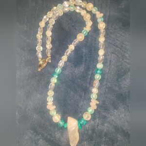 Elegant Beaded Necklace in Aqua and White